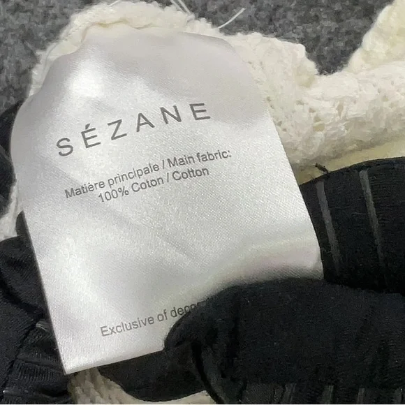 Sezane Lace Love Blouse 100% Cotton Ivory White Ruffled Open Knit French Girl - Picture 8 of 9